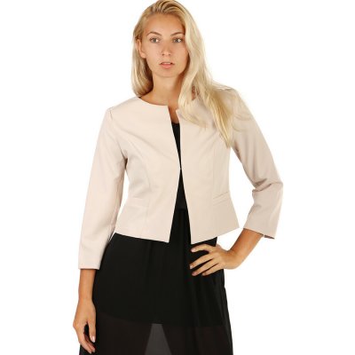 Glara sako s tříčtvrtečními rukávy i pro plnoštíhlé krémová – Zboží Mobilmania