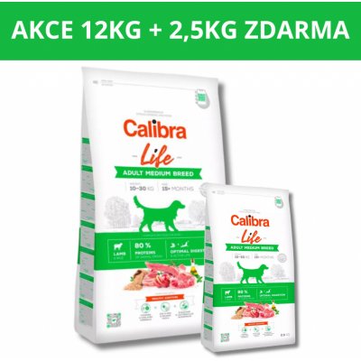 Calibra Dog Life Adult Medium Breed Lamb 12kg + 2,5kg ZDARMA