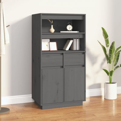 zahrada-XL Skříň highboard šedá 60 x 40 x 116,5 cm masivní borové dřevo – Zboží Mobilmania