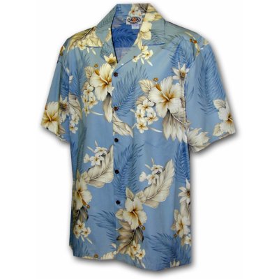 Pacific Legend Světle modrá havajská košile s motivem ibišku – Zboží Mobilmania