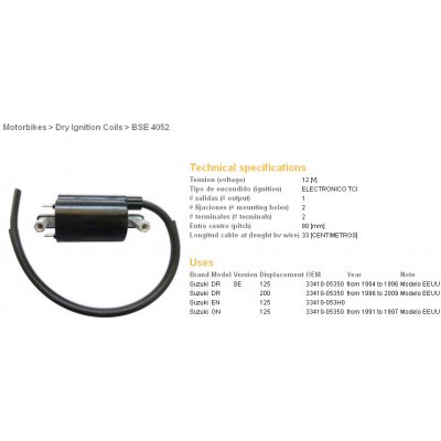 DZE zapalovací cívka SUZUKI DR 125SE 94-96, GN 125 91-97 (33410-05350, 33410-053F0) – Sleviste.cz