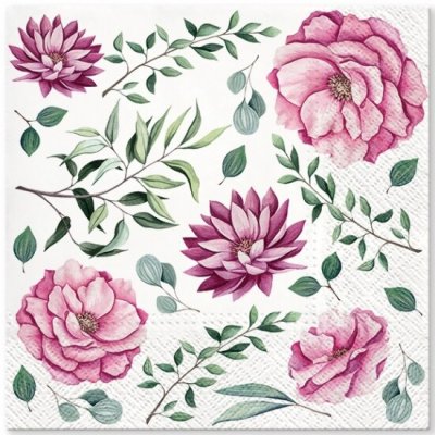 Anděl Papírové ubrousky třívrstvé celoroční velké květy 33x33cm – Hledejceny.cz