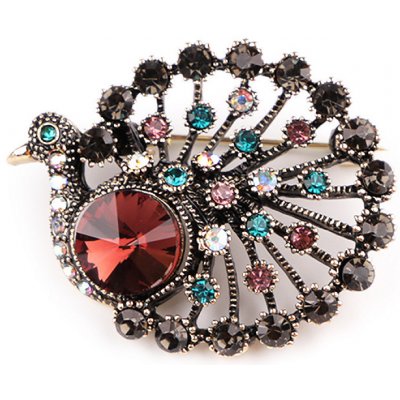 Prima-obchod brož s broušenými kamínky páv amarant 105508 – Sleviste.cz