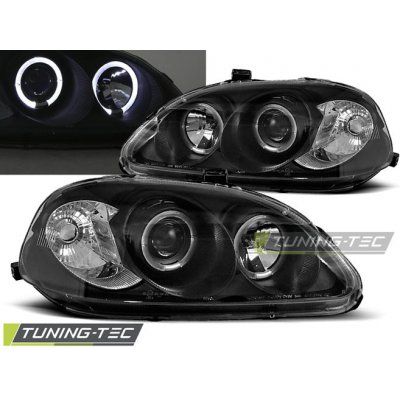 Tuning-Tec Přední čirá světla Honda Civic VI (1999 - 2001) - černé - Angel Eyes – Hledejceny.cz