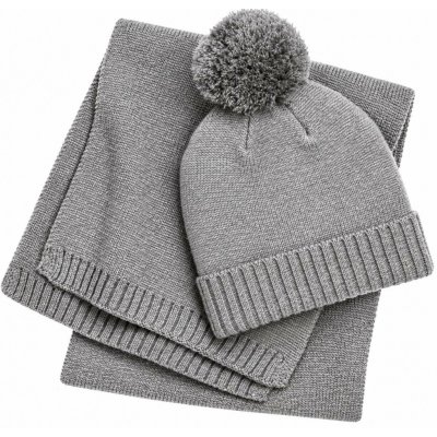 Beechfield Set pletené šály a čepice Světle šedá univerzal – Hledejceny.cz