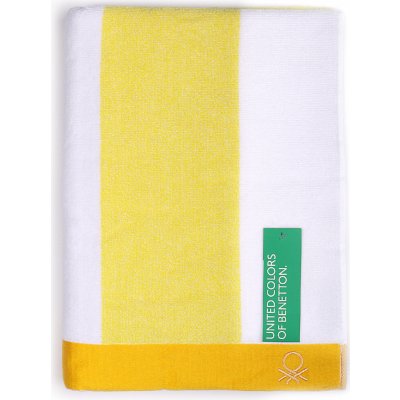 United Colors of Benetton plážová osuška Benetton 90 x 160 cm 100% bavlna Velur žlutá / bílá – Zboží Mobilmania