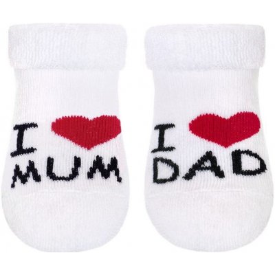 New Baby Kojenecké froté ponožky bílé I Love Mum and Dad – Zboží Mobilmania
