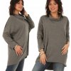 Dámský svetr a pulovr Fashionweek Damska bavlněná halenka pohodlná volná asymetrická oversize pro moletky Mf636 grafitová