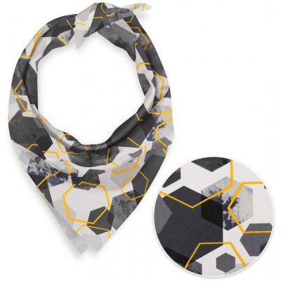 Biante bavlněný šátek Sandra SA-568 šedo-modrofialové mramorové hexagony na bílém – Zboží Mobilmania
