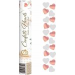 Konfety vystřelovací bílá a rosegold srdce 30 cm – Sleviste.cz