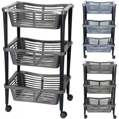 EXCELLENT Vozík se 3 košíky na kolečkách šedá – Zboží Dáma