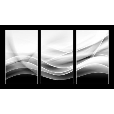 Obraz 3D třídílný - 90 x 50 cm - creative abstraction black and white wave background kreativní abstrakce černé a bílé vlny pozadí – Zboží Mobilmania
