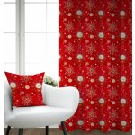#Ervi bavlněný závěs - Vánoční vzor - červený 150x240cm – Sleviste.cz