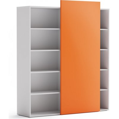 Plan Skříň vysoká otevřená BLOCK White, 1600 x 400 x 1748, oranžová – Zboží Dáma