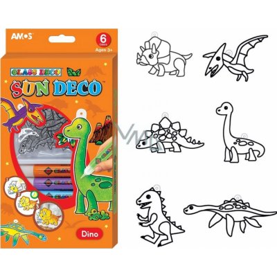 Amos Sada barviček na sklo Dinosauři 6 barev x 10,5 ml – Zboží Mobilmania