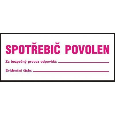 MAGG Spotřebič povolen za bezpečný provoz zodpovídá: - samolepka 210x80mm – Sleviste.cz
