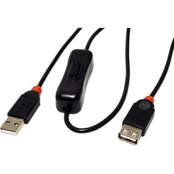 Lindy 70243 USB 2.0 napájecí prodlužovací A(M) - A(F), 2m, černý