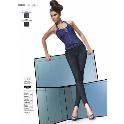 Bas Bleu Luisa 200 den-leginy indigo-jeans – Zboží Mobilmania