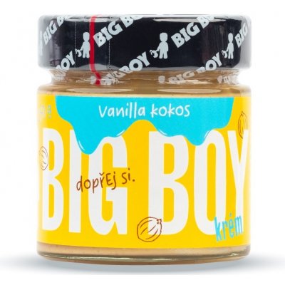 BIG BOY Vanilla Kokos Jemný kešu krém s kokosem a bio bílou čokoládou s kousky vanilky 250 g – Zbozi.Blesk.cz