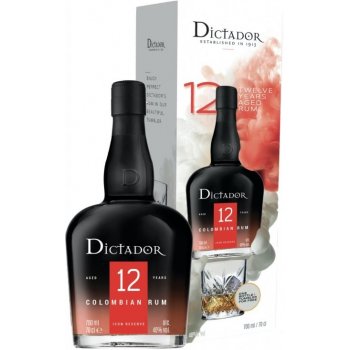 Dictador 12y 40% 0,7 l (dárkové balení 1 sklenice)