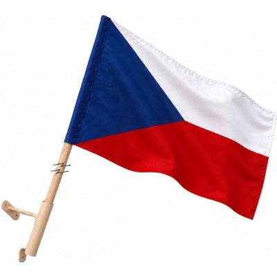Prapor ČR + dřevěná žerď + fasádní držák jednoramenný Rozměr: 100x150 cm – Hledejceny.cz