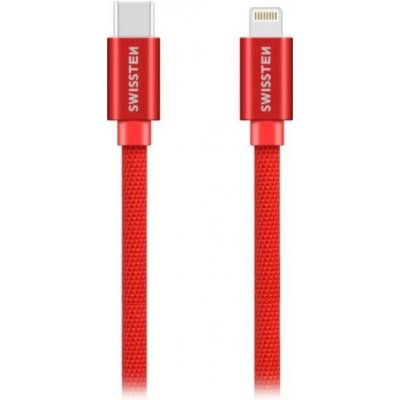 Swissten 71525206 USB 2.0, zástrčka C - zástrčka Lightning, opletený, 1,2m, červený – Zbozi.Blesk.cz