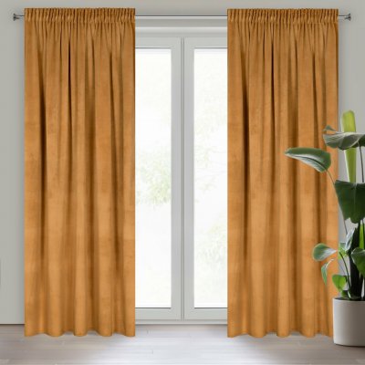 EUROFIRANY ZATEMŇOVACÍ ZÁVĚS NA PÁSCE MELANIE 140X270 CM MEDOVÁ – Hledejceny.cz