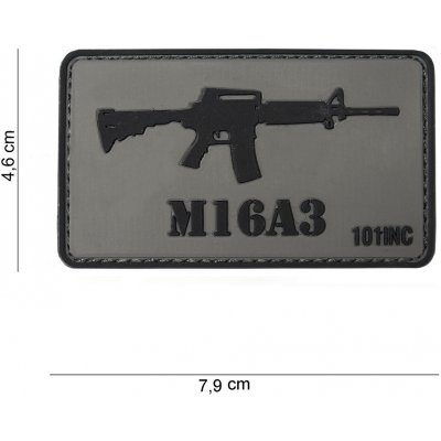 Gumová nášivka 101 Inc zbraň M16A3 - šedá – Hledejceny.cz