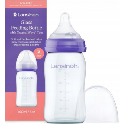 Lansinoh skleněná kojenecká láhev s NaturalWave TM savičkou savička S 160ml – Sleviste.cz