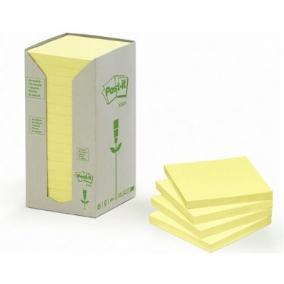 3M POSTIT Samolepicí blok poznámkových lístků, 76 × 76 mm, 16 × 100 listů, ekologický, 3M POST-IT, žlutý 7100172245 – Hledejceny.cz