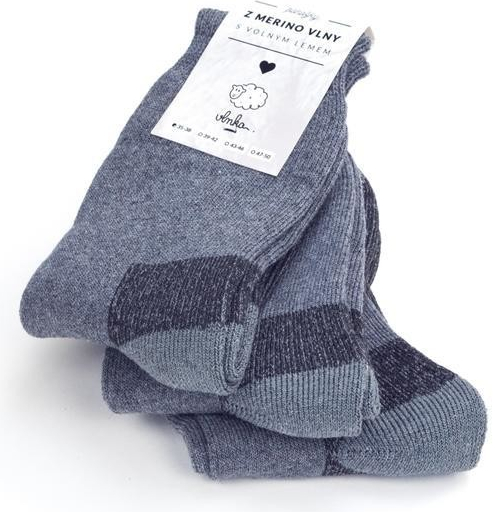 Ovčí ponožky merino se zdravotním lemem 3ks Tmavě šedá