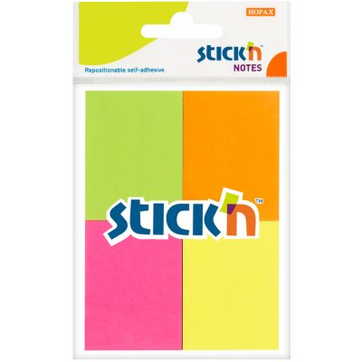 Samolepicí bločky Stick'n 38 × 51 mm, 4 × 50 lístků, neonové barvy – Hledejceny.cz