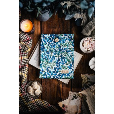 Látkový obal na knihy booksleeve Zelenomodré listy – Zboží Mobilmania