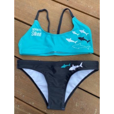 BornToSwim Sharks Bikini Black/Turquoise – Zboží Mobilmania