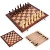 Šachy Gaira® Šachy dřevěné 3v1 44x44cm