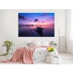 Nalepte.cz Loďka na moři textilní přelepitelná samolepka na zeď 45 x 30 cm – Hledejceny.cz