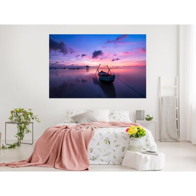 Nalepte.cz Loďka na moři textilní přelepitelná samolepka na zeď 45 x 30 cm – Hledejceny.cz