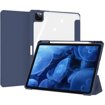 SES 2v1 Smart flip cover + zadní silikonový ochranný obal s držákem na pero pro Apple iPad 9.7" 2018 (6. generace) - tmavě modrý 12396