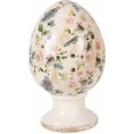 Clayre & Eef Béžové keramické vajíčko na podstavci s růžemi Rosina L Ø 15*24 cm – Hledejceny.cz