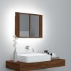 Koupelnový nábytek Nábytek XL Zrcadlová skříňka s LED hnědý dub 60x12x45 cm kompozitní dřevo
