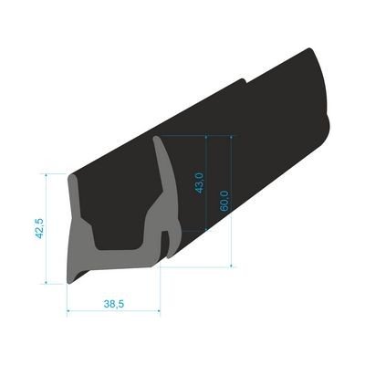 2255/1850 Pryžový profil tvaru "U", 38x60mm, 70°Sh, EPDM, -40°C/+100°C, černý | Zboží Auto