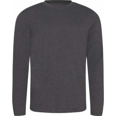 Pánské tričko s dlouhým rukávem LONG FIT dřevěné uhlí šedé žíhané