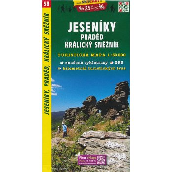 Jeseníky Praděd Kralický Sněžník 1:50 000 turist .mapa