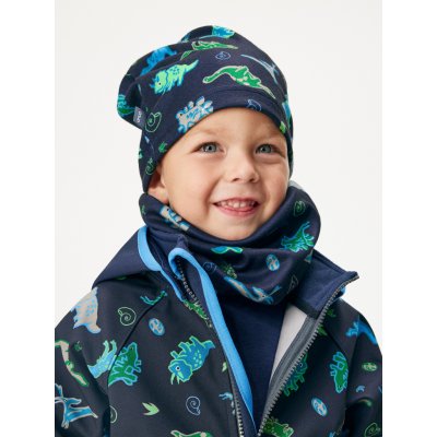 unuo Dětská čepice fleecová Basic Navy Dino – Zboží Dáma