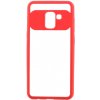 Pouzdro a kryt na mobilní telefon Pouzdro JustKing plastové čiré s rámečkem Samsung Galaxy A8 2018 - červené