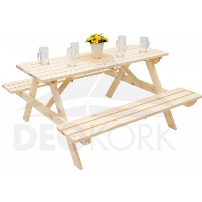 DEOKORK Masivní dřevěný pivní set z borovice 160 cm síla 28 mm – Hledejceny.cz