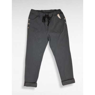 Made in ITALY Dámské kalhoty Side Button šedá – Zboží Dáma