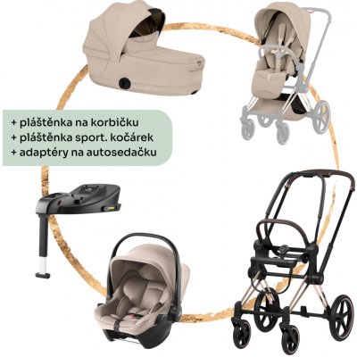 Cybex Priam Style Cozy Beige Rosegold s autosedačkou BabySafe Core a bází 2026 – Zboží Dáma