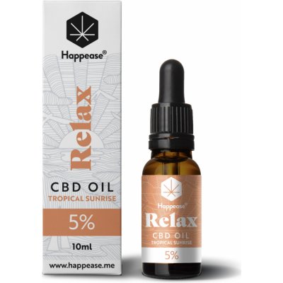 Happease Relax CBD Olej Tropical Sunrise 5 % CBD 500 mg 10 ml – Zboží Mobilmania