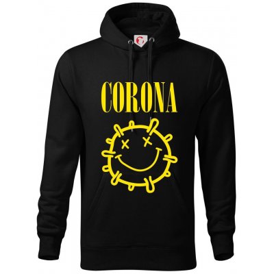 Corona žluté logo Mikina s kapucí hooded sweater Černá